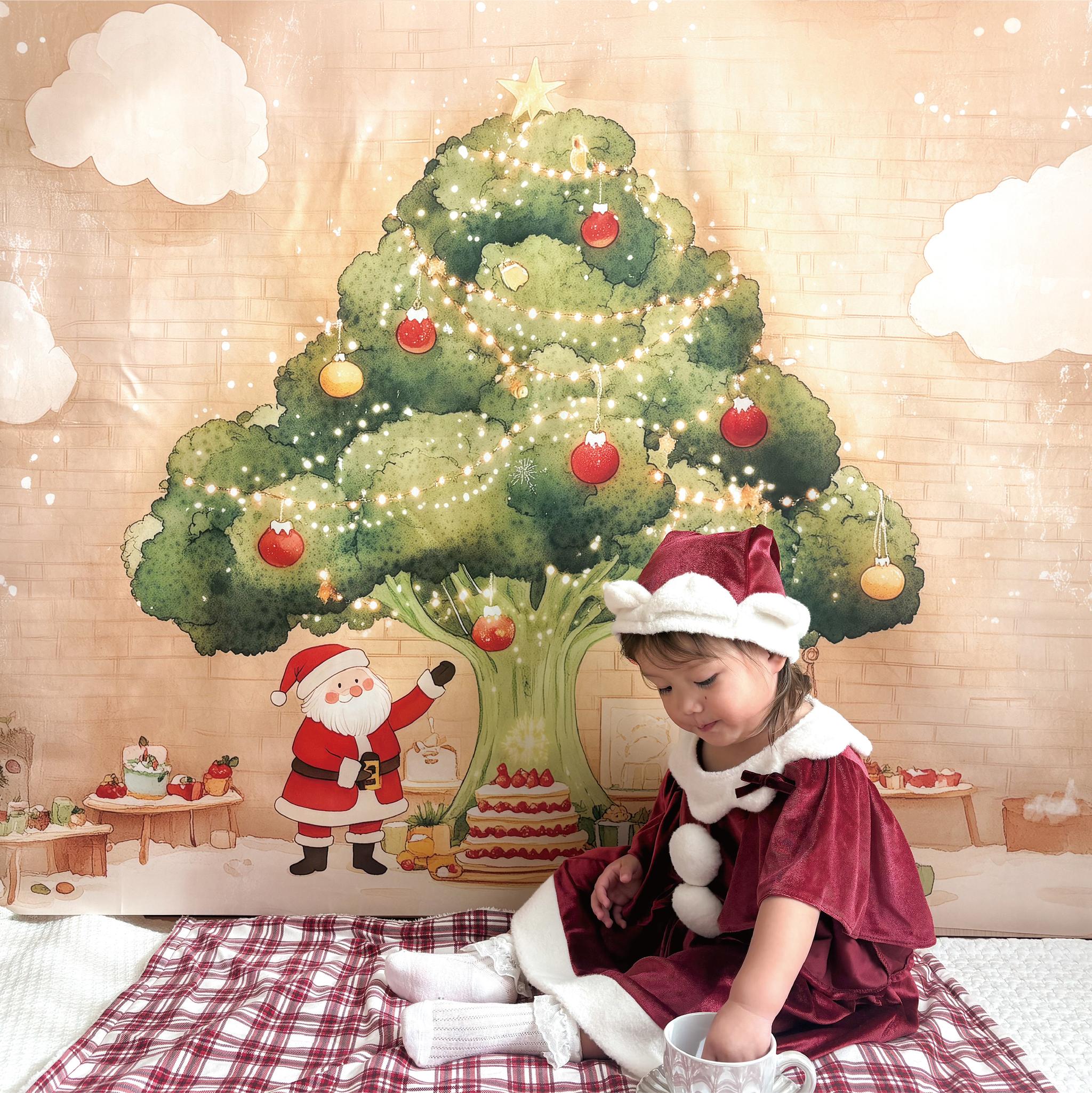 ［11/20 21:00～発売］サンタとクリスマスツリーマット/おうちスタジオ/おうちフォトに ［背景布］[撮影小物] | 3枚目