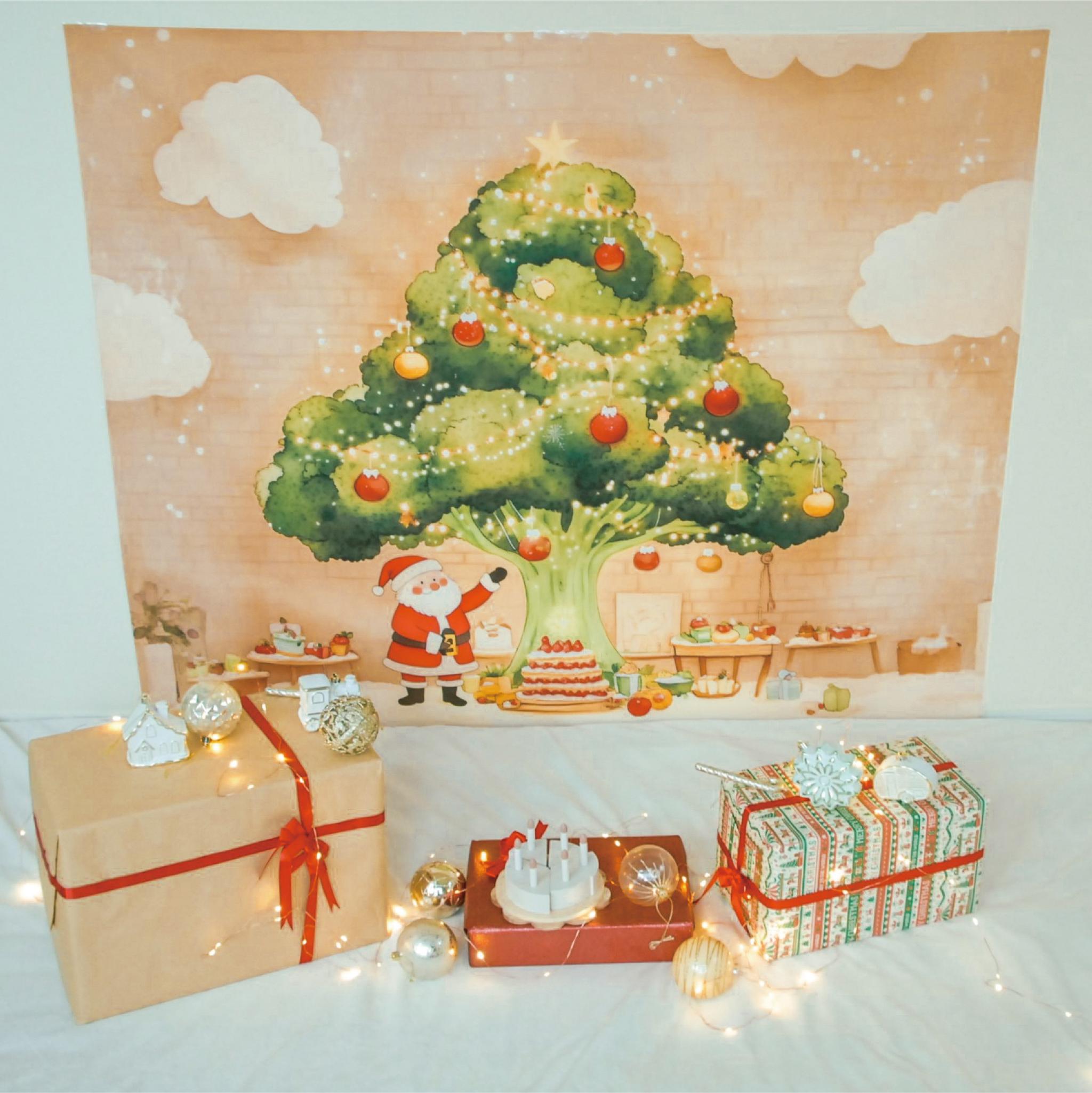 ［11/20 21:00～発売］サンタとクリスマスツリーマット/おうちスタジオ/おうちフォトに ［背景布］[撮影小物] | 4枚目